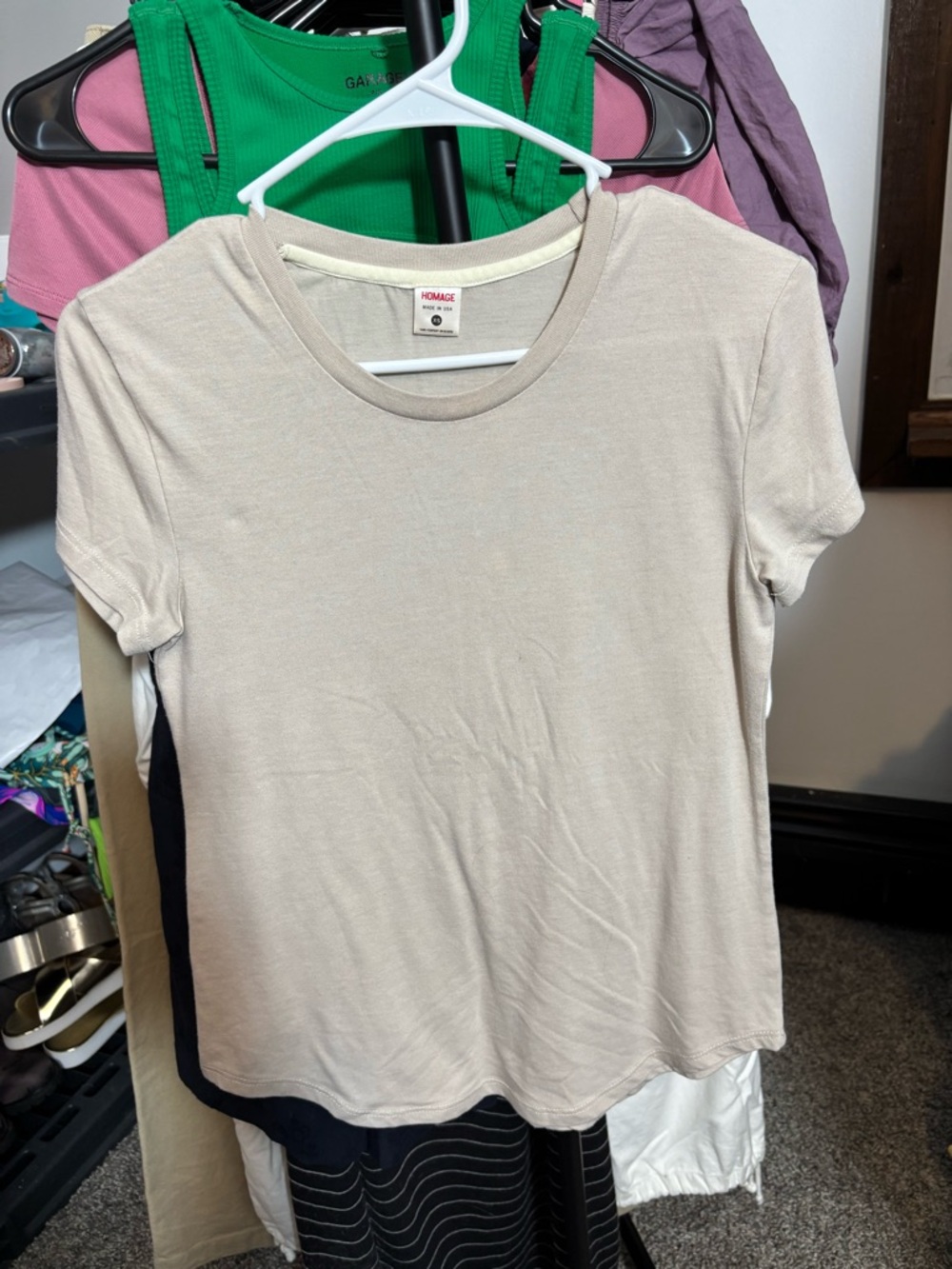 HOMAGE Short Sleeve Crewneck Tee in Light Beige